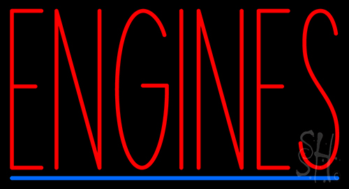 Engines With Blue Line Neon Sign