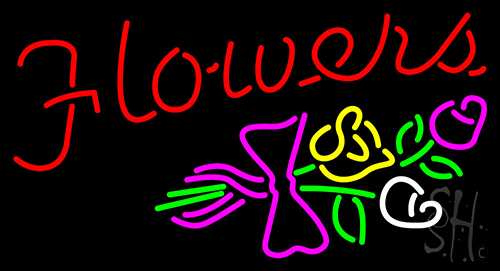 Flowers With Logo Neon Sign