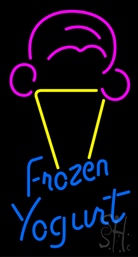 Frozen Yogurt Blue Ltrs With Cone Logo Neon Sign
