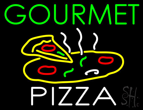 Green Gourmet Pizza Logo Neon Sign