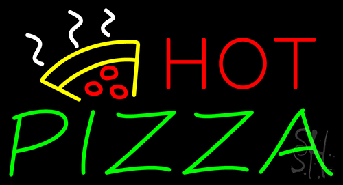Hot Pizza With Logo Neon Sign