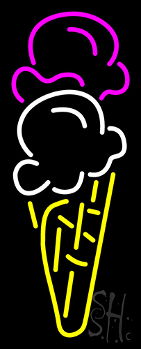 Ice Cream Cone Double Scoop Logo Neon Sign
