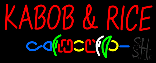 Kabob And Rice Open Neon Sign