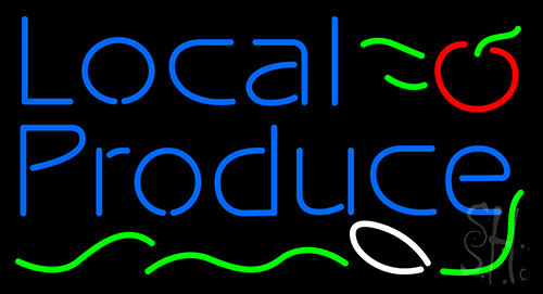 Local Produce Blue Neon Sign