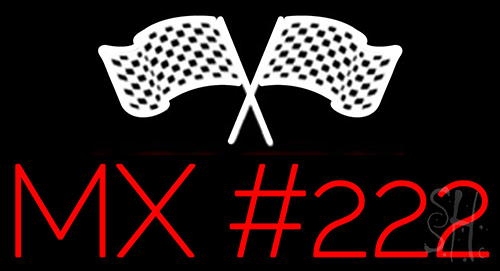 Motocross Number With Flags Neon Sign