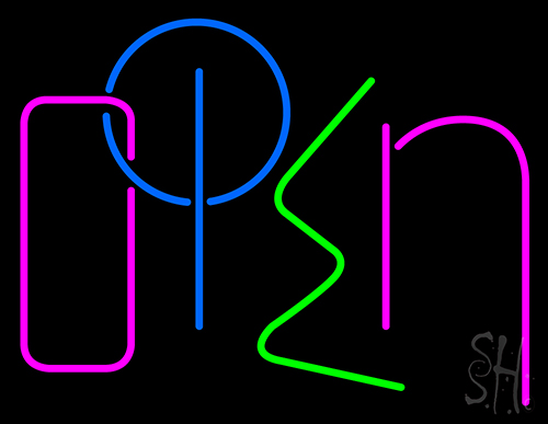 Multicolor Various Open Neon Sign
