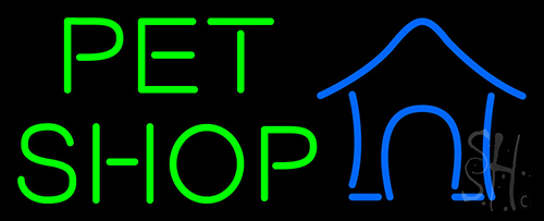 Pet Shop With Blue Logo Neon Sign