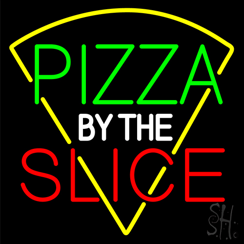 Pizza By The Slice Logo Neon Sign | Restaurant Neon Signs | Neon Light