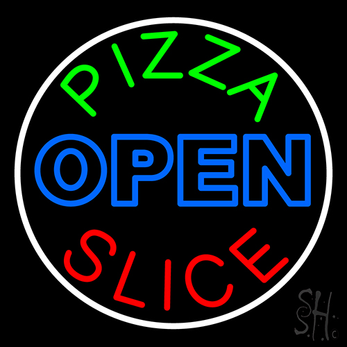 Pizza Slice Open Neon Sign