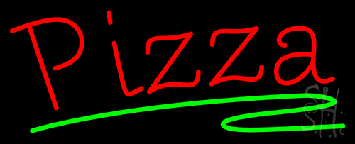 Pizza With Green Line Neon Sign