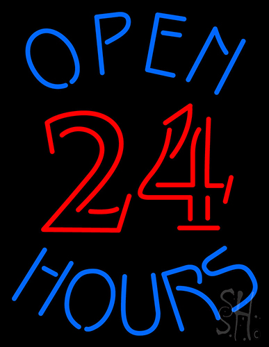 Red Open 24 Hours Neon Sign