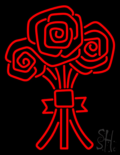 Red Three Rose Neon Sign