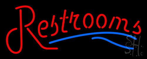 Restrooms Blue Line Neon Sign