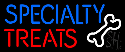 Specialty Treats With Bone Neon Sign