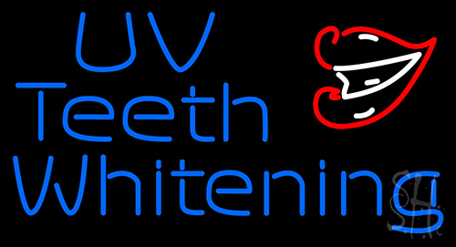 Uv Teeth Whitening In Blue With Lips Logo Neon Sign