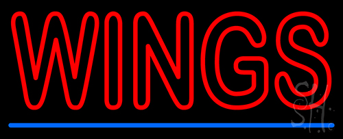Wings Blue Line Neon Sign