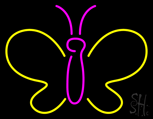 Yellow And White Butterfly Neon Sign