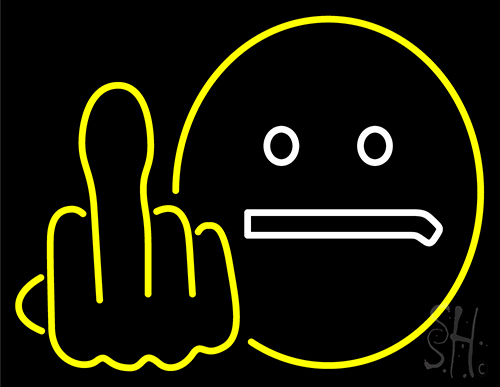 Middle Finger Green Neon Sign
