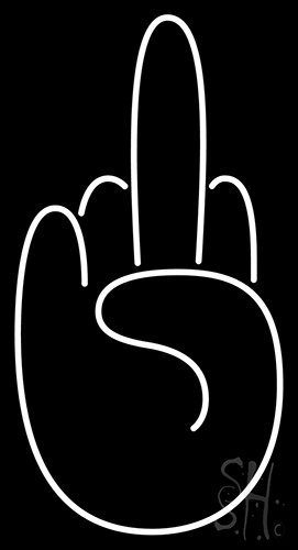 Middle Finger White Neon Sign