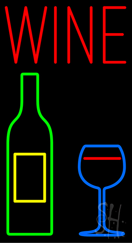 Wine Bottle And Glass Neon Sign