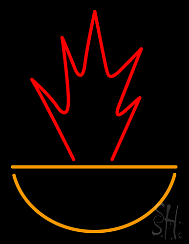 Bowl With Fire Neon Sign