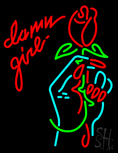 Damn Give Flower Logo Neon Sign
