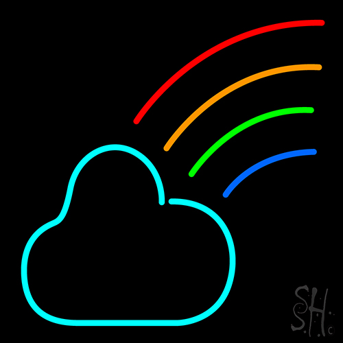 Cloud With Rainbow Neon Sign
