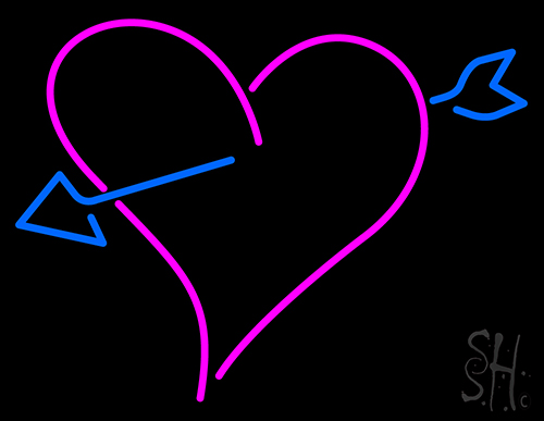 Pink Heart With Arrow Neon Sign