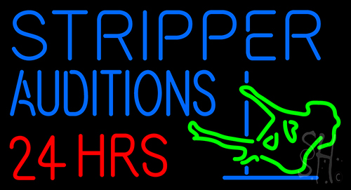 Stripper Audition 24 Hrs Logo Neon Sign
