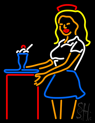 Lady With Ice Cream Neon Sign