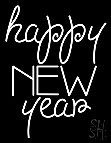 White Happy New Year Neon Sign