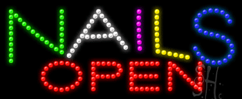 Nails Open Animated LED Sign
