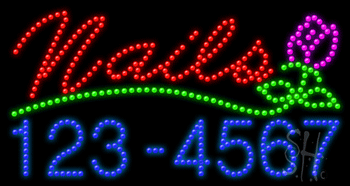 Nails (telephone #) Animated LED Sign