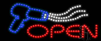 Open (hair dryer) Animated LED Sign