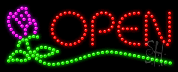 Open (rose) Animated LED Sign