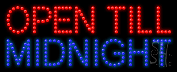 Open Till Midnight Animated LED Sign
