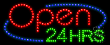 Red Open 24 Hrs Animated LED Sign