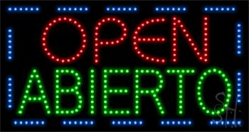 Open Abierto Animated LED Sign