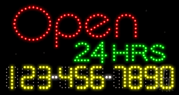 Open 24 Hrs Animated LED Sign