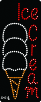 Ice Cream w/ Cone Animated LED Sign