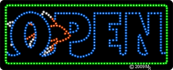 Open w/ Fish and Bubbles Animated LED Sign