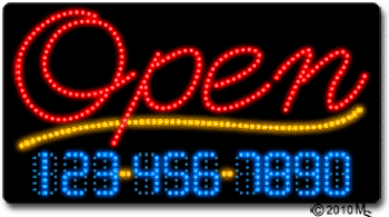 Open-Phone Number Changeable Animated LED Sign