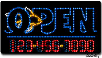 Fish-Open-Phone Number Changeable Animated LED Sign