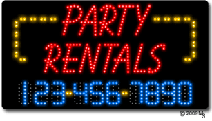 Party Rentals Phone Number Changeable Animated LED Sign
