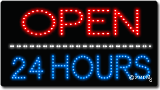 Open 24 Hours Animated LED Sign
