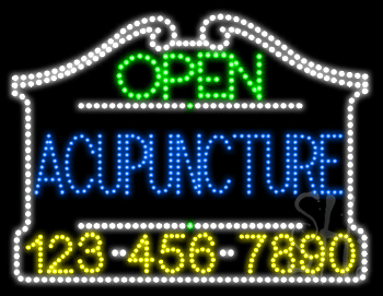 Acupuncture Open with Phone Number Animated LED Sign