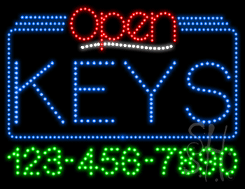 Keys Open with Phone Number Animated LED Sign
