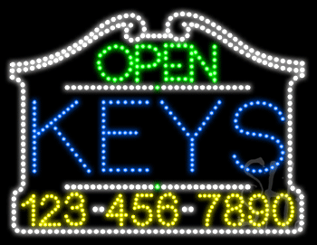 Keys Open with Phone Number Animated LED Sign