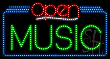 Music Open Animated LED Sign