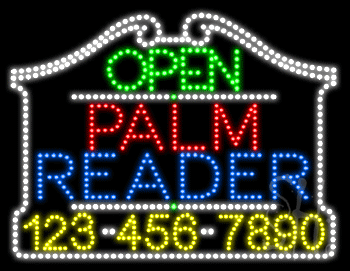 Palm Reader Open with Phone Number Animated LED Sign